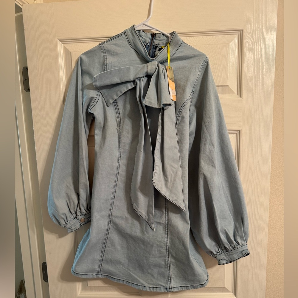 Denim Bow Dress NWT